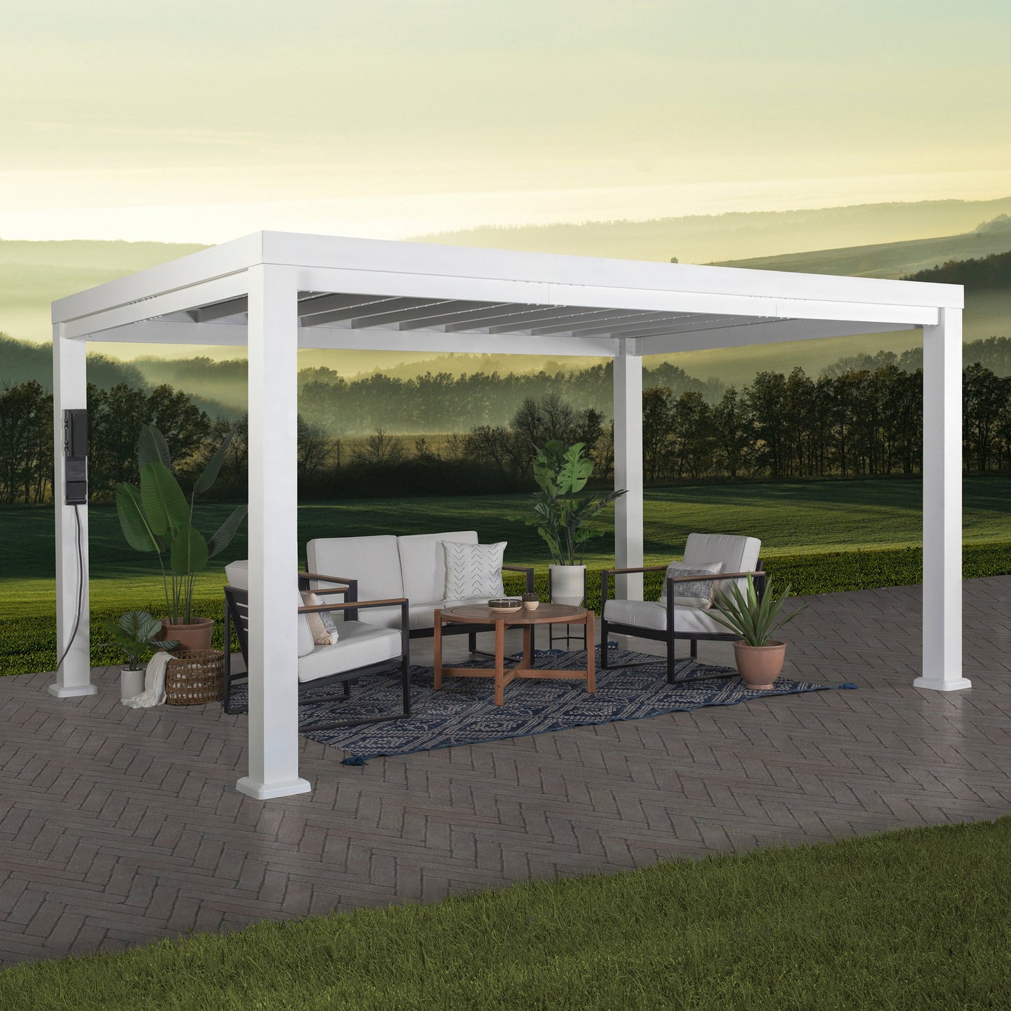 14x12 Windham Steel Pergola with Sail Shade