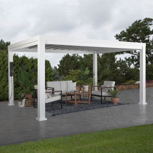 14x10 Windham Steel Pergola with Sail Shade