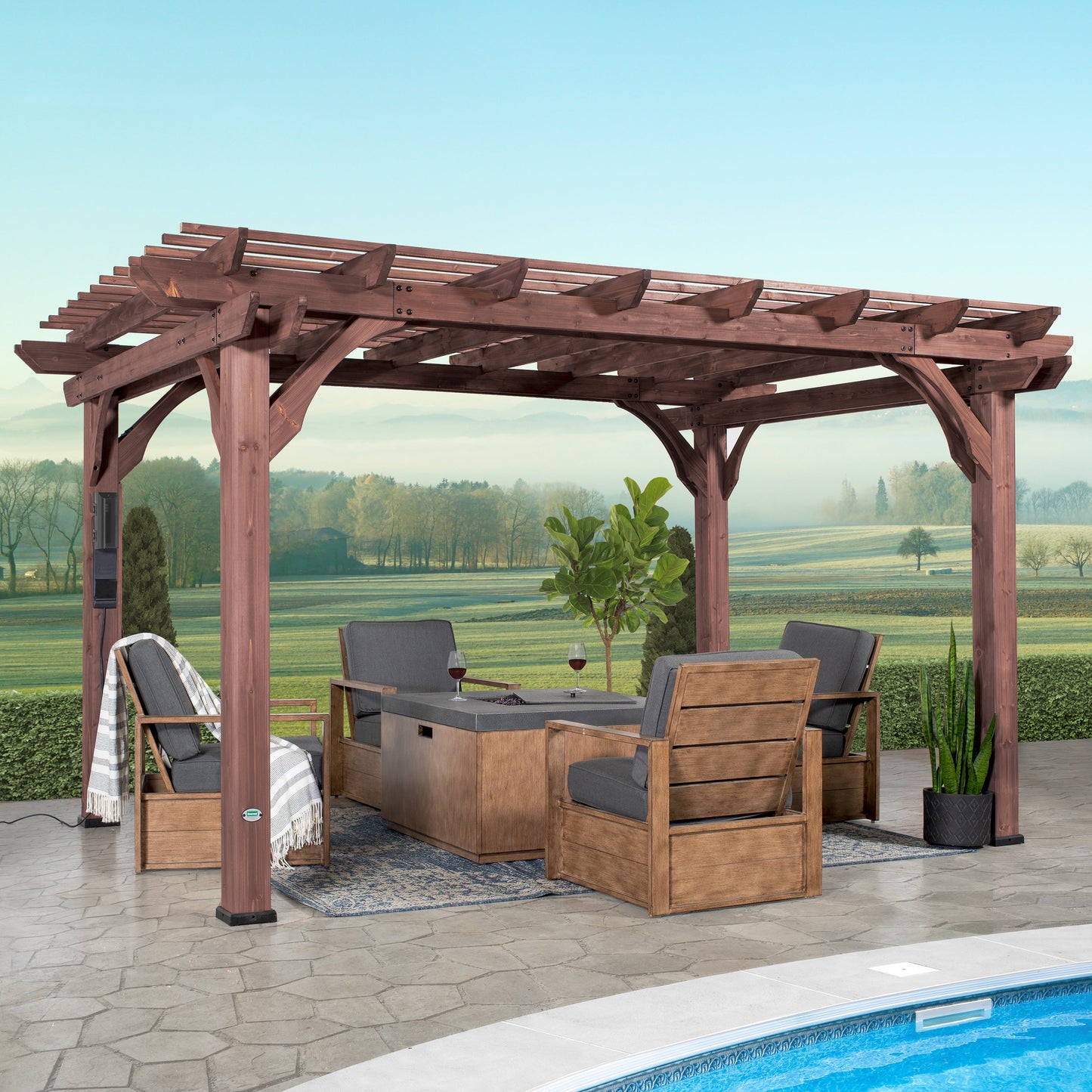 14x10 Somerville Pergola – Walnut Stain