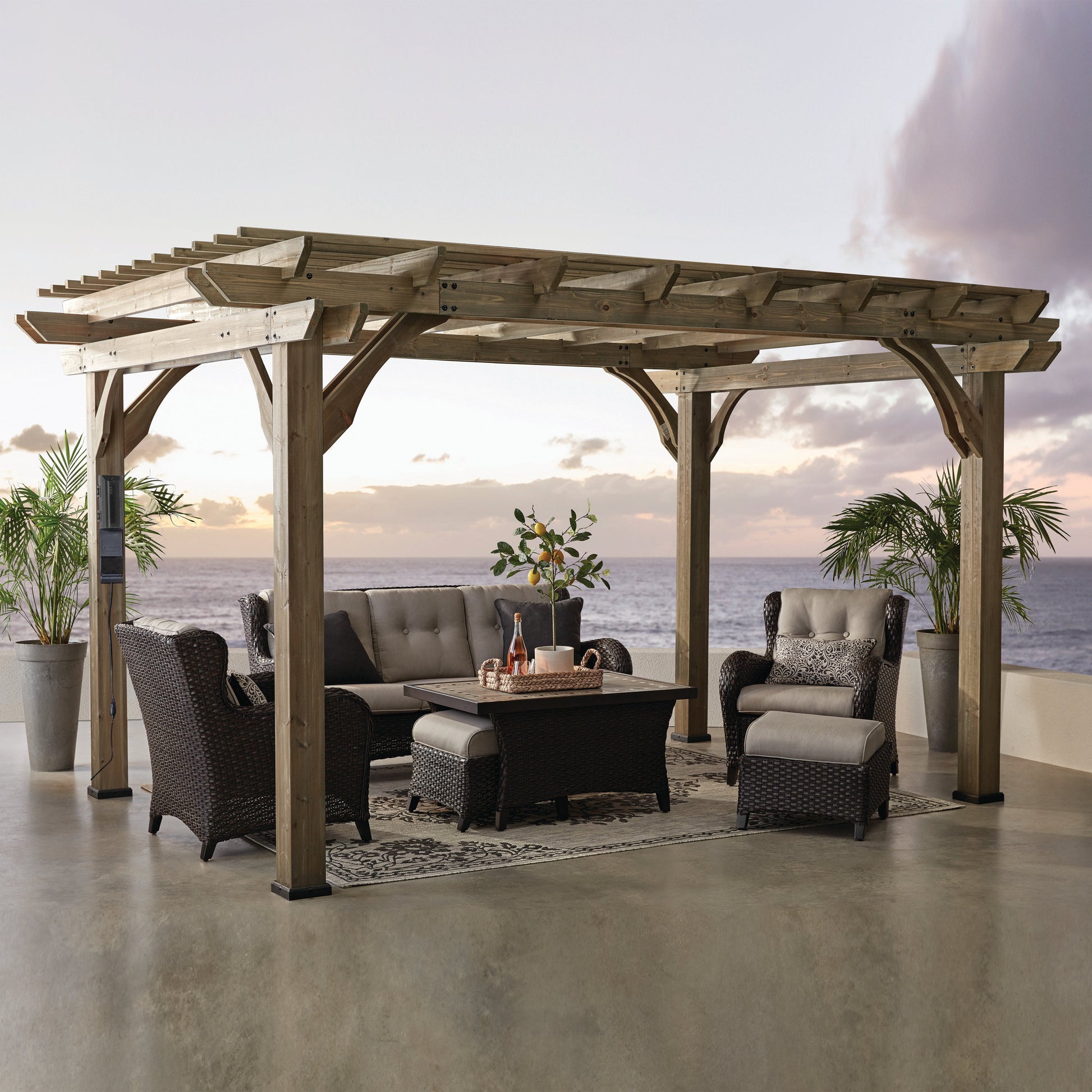 14x10 Somerville Pergola – Barnwood Stain